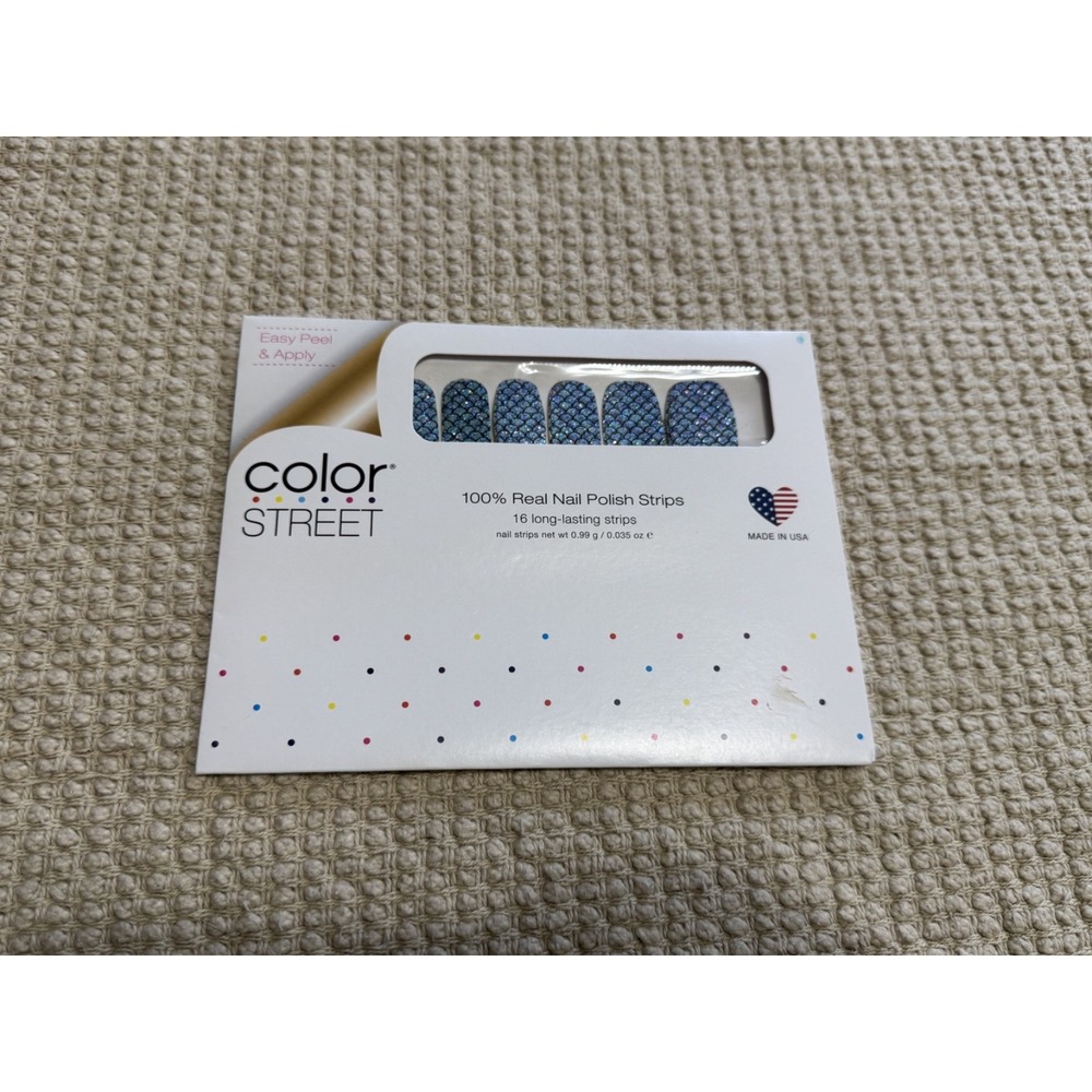 Color Street Nail Polish Strips Atlantis Blue Mermaid Scale Metallic 16 Strips